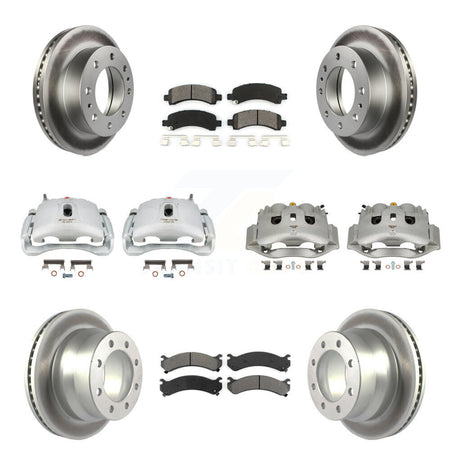 Front Rear Disc Brake Caliper Coated Rotors And Semi-Metallic Pads Kit (10Pc) For KCG-101043S