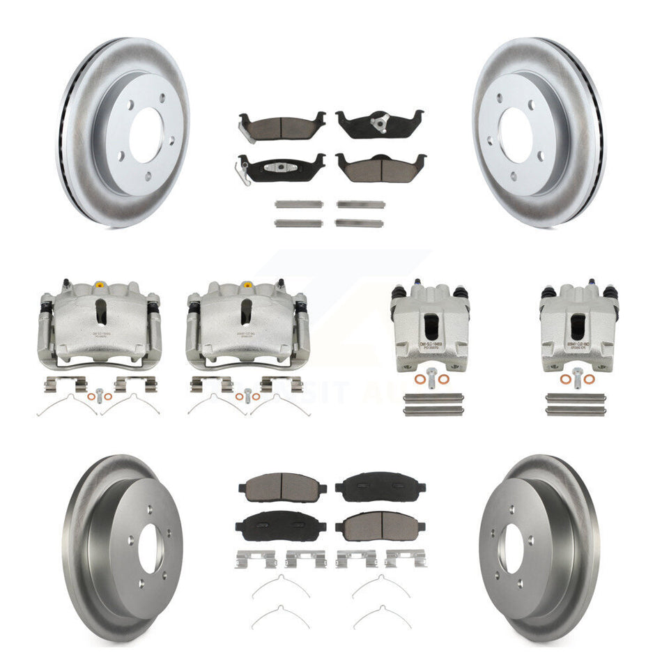 Front Rear Disc Brake Caliper Coated Rotors And Ceramic Pads Kit (10Pc) For 2004 Ford F-150 4WD With 5 Lug Wheels 11th Digit Of Vin Is C KCG-101044C