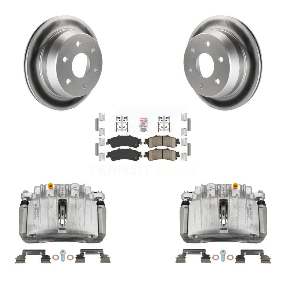 Rear Brake Caliper Coat Rotor & Ceramic Pad Kit For Chevrolet Silverado 1500 Classic GMC KCG-101044N