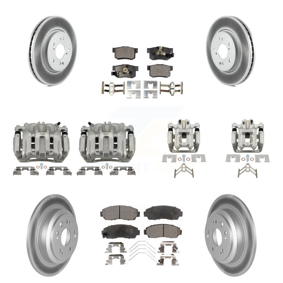 Front Rear Brake Caliper Coat Rotor And Semi-Metallic Pad Kit (10Pc) For Honda Crosstour KCG-101045P