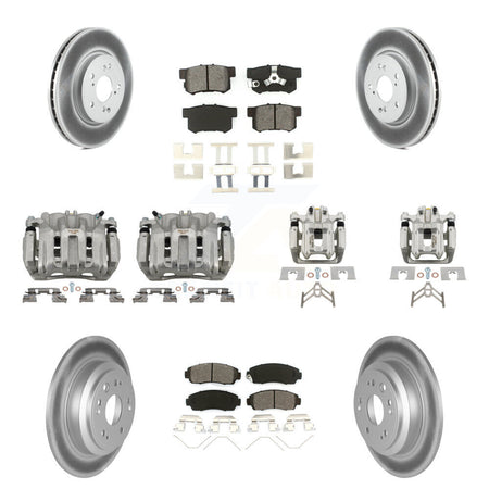 Front Rear Brake Caliper Coat Rotor And Semi-Metallic Pad Kit (10Pc) For Honda Crosstour KCG-101045S