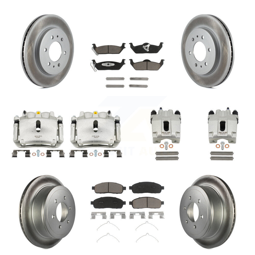 Front Rear Disc Brake Caliper Coated Rotors And Ceramic Pads Kit (10Pc) For Ford F-150 KCG-101046C