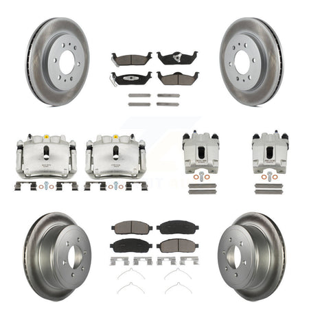 Front Rear Disc Brake Caliper Coated Rotors And Ceramic Pads Kit (10Pc) For Ford F-150 KCG-101046C