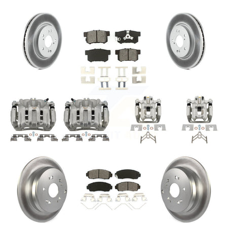 Front Rear Disc Brake Caliper Coat Rotor Semi-Metallic Pad Kit (10Pc) For Honda CR-V AWD KCG-101046S