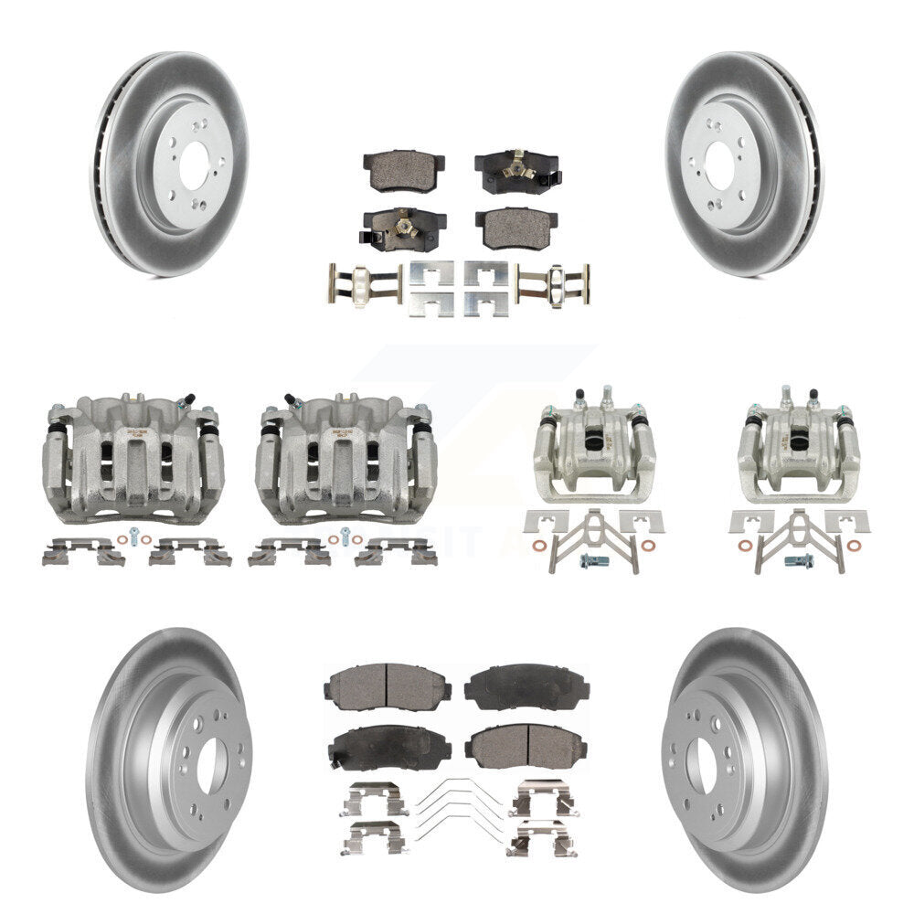 Front Rear Disc Brake Caliper Coated Rotors And Semi-Metallic Pads Kit (10Pc) For KCG-101047P