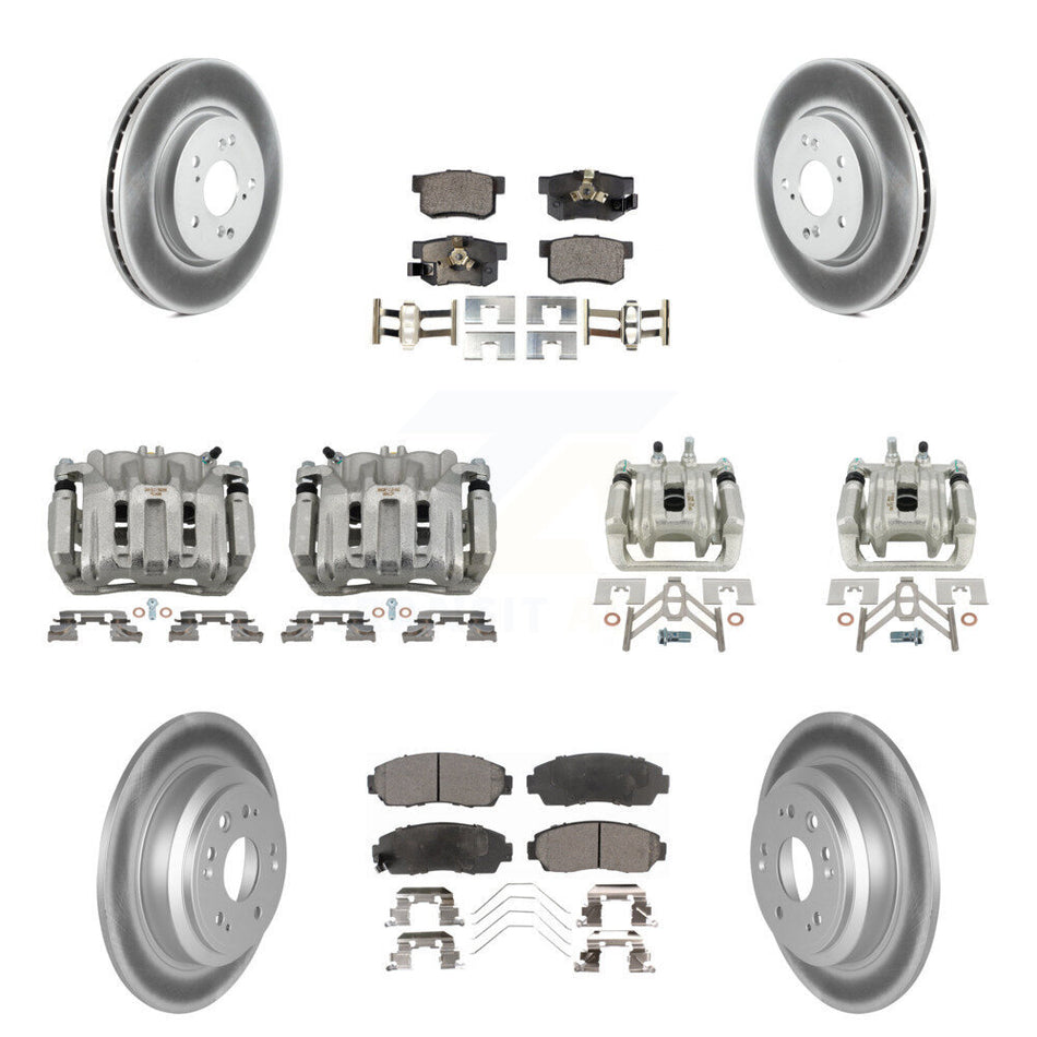 Front Rear Disc Brake Caliper Coated Rotors And Semi-Metallic Pads Kit (10Pc) For KCG-101047P