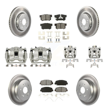 Front Rear Brake Caliper Coat Rotor Semi-Metallic Pad Kit (10Pc) For 2016-2018 Acura RDX KCG-101048S