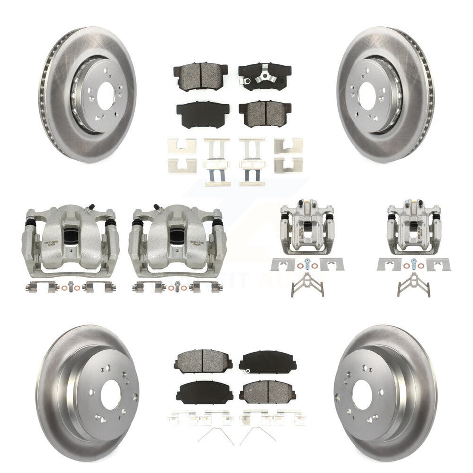 Front Rear Brake Caliper Coat Rotor Semi-Metallic Pad Kit (10Pc) For 2016-2018 Acura RDX KCG-101048S