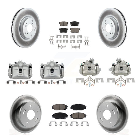 Front Rear Brake Caliper Coat Rotors & Ceramic Pad Kit (10Pc) For 02-06 Acura RSX Type-S KCG-101049C