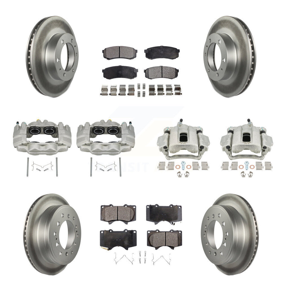 Front Rear Brake Caliper Coat Rotor & Semi-Metallic Pad Kit (10Pc) For Toyota FJ Cruiser KCG-101049P