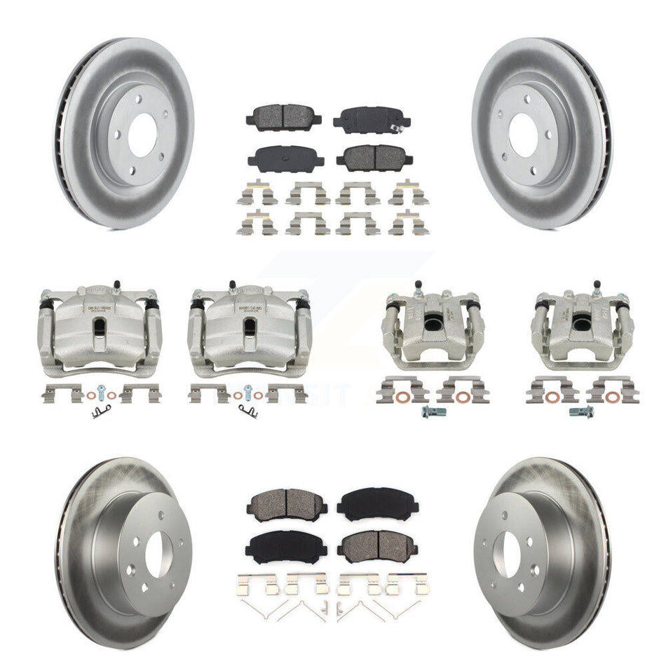 Front Rear Brake Caliper Coat Rotor Semi-Metallic Pad Kit (10Pc) For Nissan Rogue Select KCG-101049S