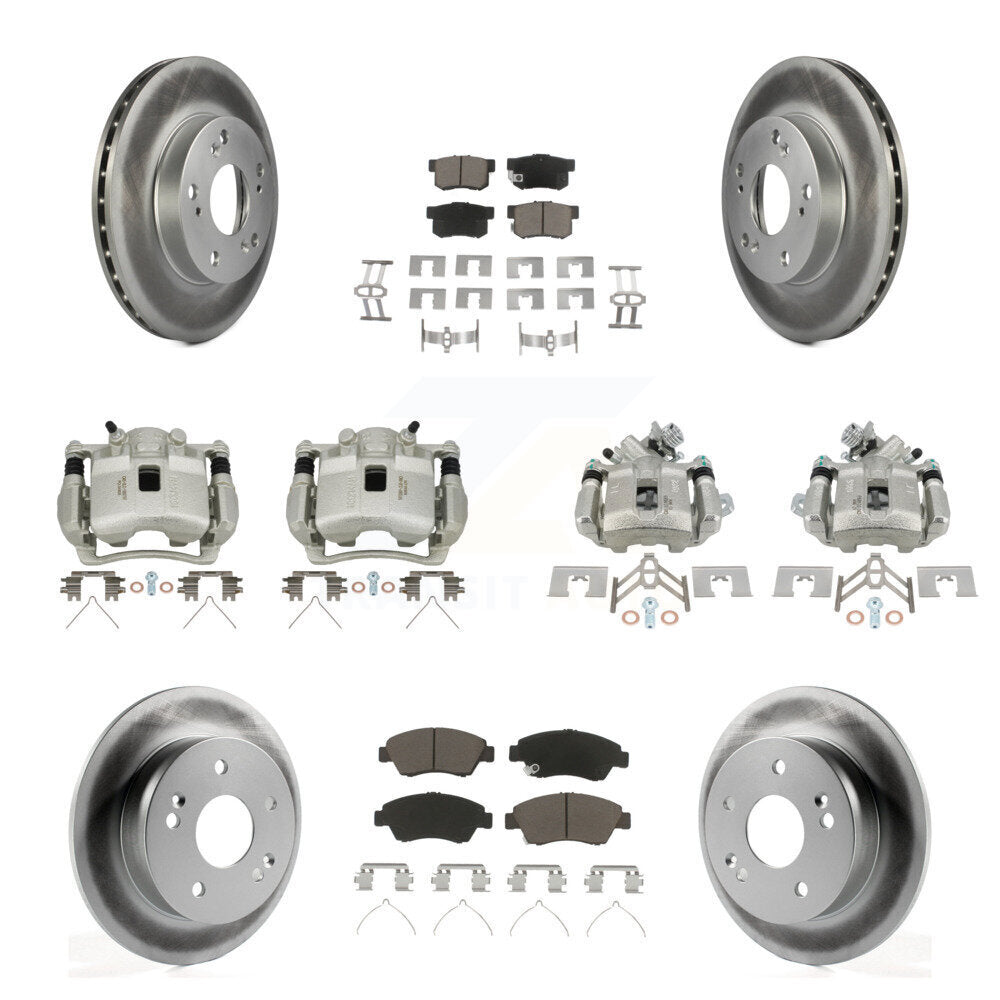 Front Rear Brake Caliper Coat Rotor And Ceramic Pad Kit (10Pc) For Honda Civic Acura RSX KCG-101050C