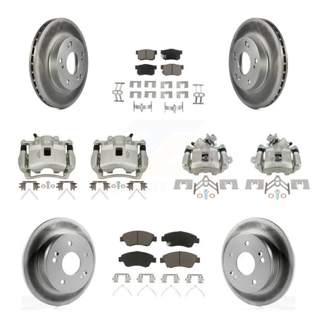 Front Rear Brake Caliper Coat Rotor And Ceramic Pad Kit (10Pc) For Honda Civic Acura RSX KCG-101050C