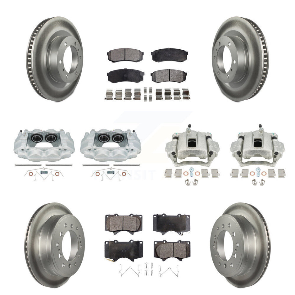 Front Rear Disc Brake Caliper Coated Rotors And Semi-Metallic Pads Kit (10Pc) For Toyota 4Runner Lexus GX460 KCG-101050P