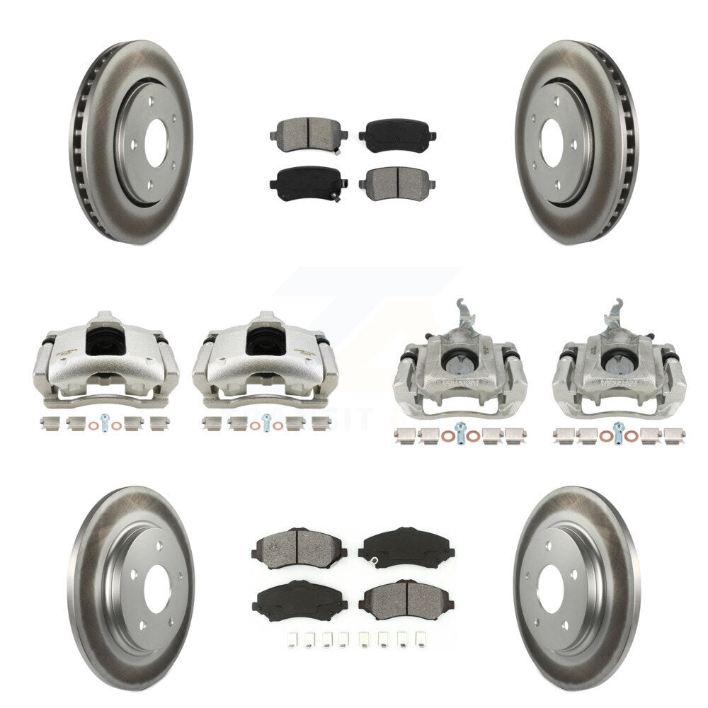 Front Rear Brake Caliper Coat Rotor Semi-Metallic Pad Kit (10Pc) For 09-11 Dodge Journey KCG-101050S