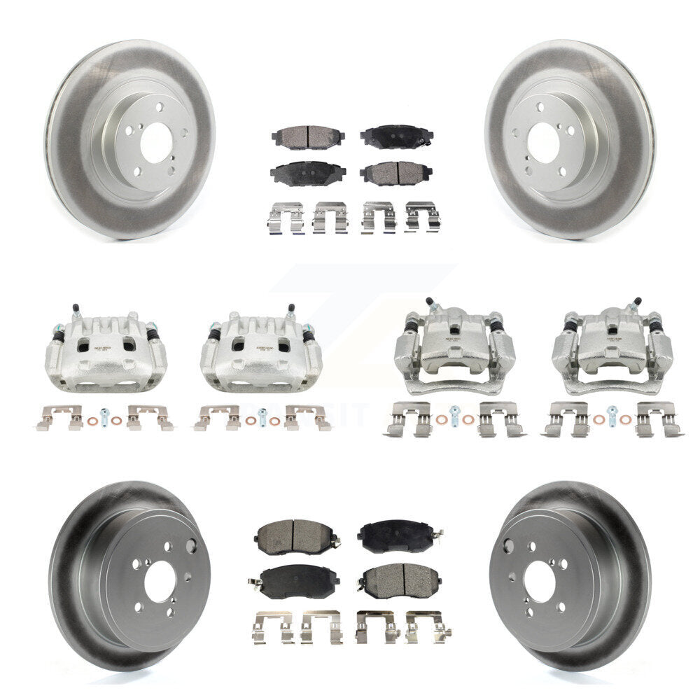 Front Rear Disc Brake Caliper Coat Rotor Semi-Metallic Pad Kit (10Pc) For Subaru Impreza KCG-101051P