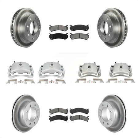 Front Rear Disc Brake Caliper Coated Rotors And Semi-Metallic Pads Kit (10Pc) For Chevrolet Silverado 2500 HD GMC Sierra 3500 Classic Suburban Yukon XL Avalanche KCG-101051S by Transit Auto