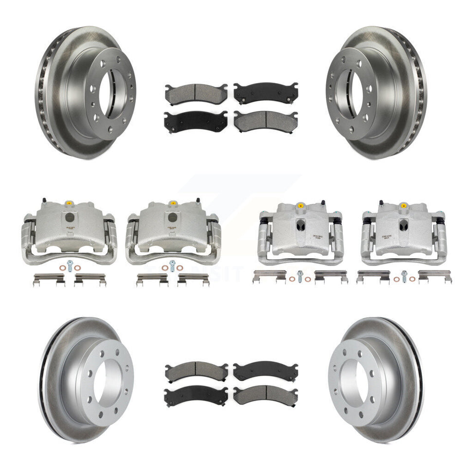 Front Rear Disc Brake Caliper Coated Rotors And Semi-Metallic Pads Kit (10Pc) For Chevrolet Silverado 2500 HD GMC Sierra 3500 Classic Suburban Yukon XL Avalanche KCG-101051S