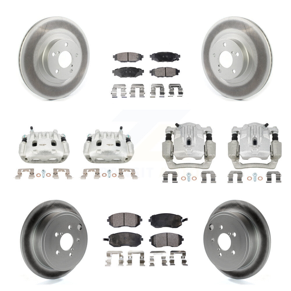 Front Rear Disc Brake Caliper Coat Rotor Semi-Metallic Pad Kit (10Pc) For Subaru Outback KCG-101052P