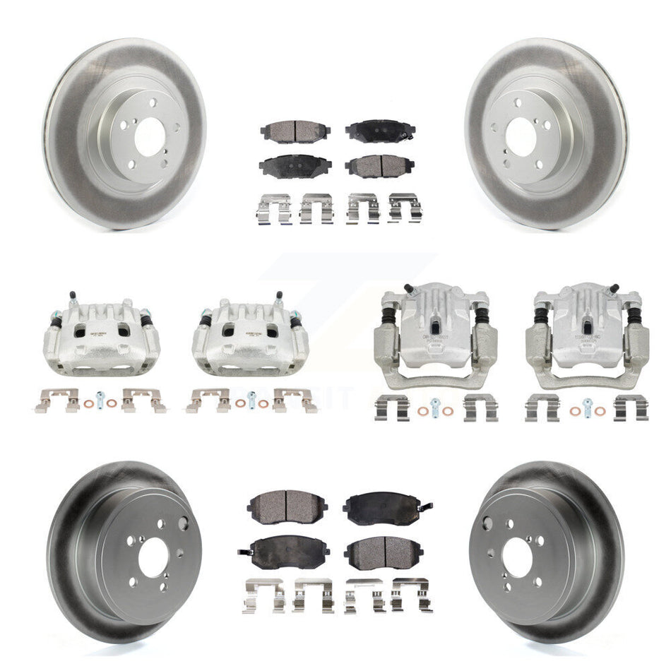Front Rear Disc Brake Caliper Coat Rotor Semi-Metallic Pad Kit (10Pc) For Subaru Outback KCG-101052P
