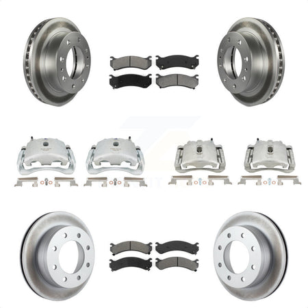 Front Rear Disc Brake Caliper Coated Rotors And Semi-Metallic Pads Kit (10Pc) For Chevrolet Silverado 2500 HD GMC Sierra Hummer H2 1500 Suburban Yukon XL Avalanche Classic KCG-101052S by Transit Auto