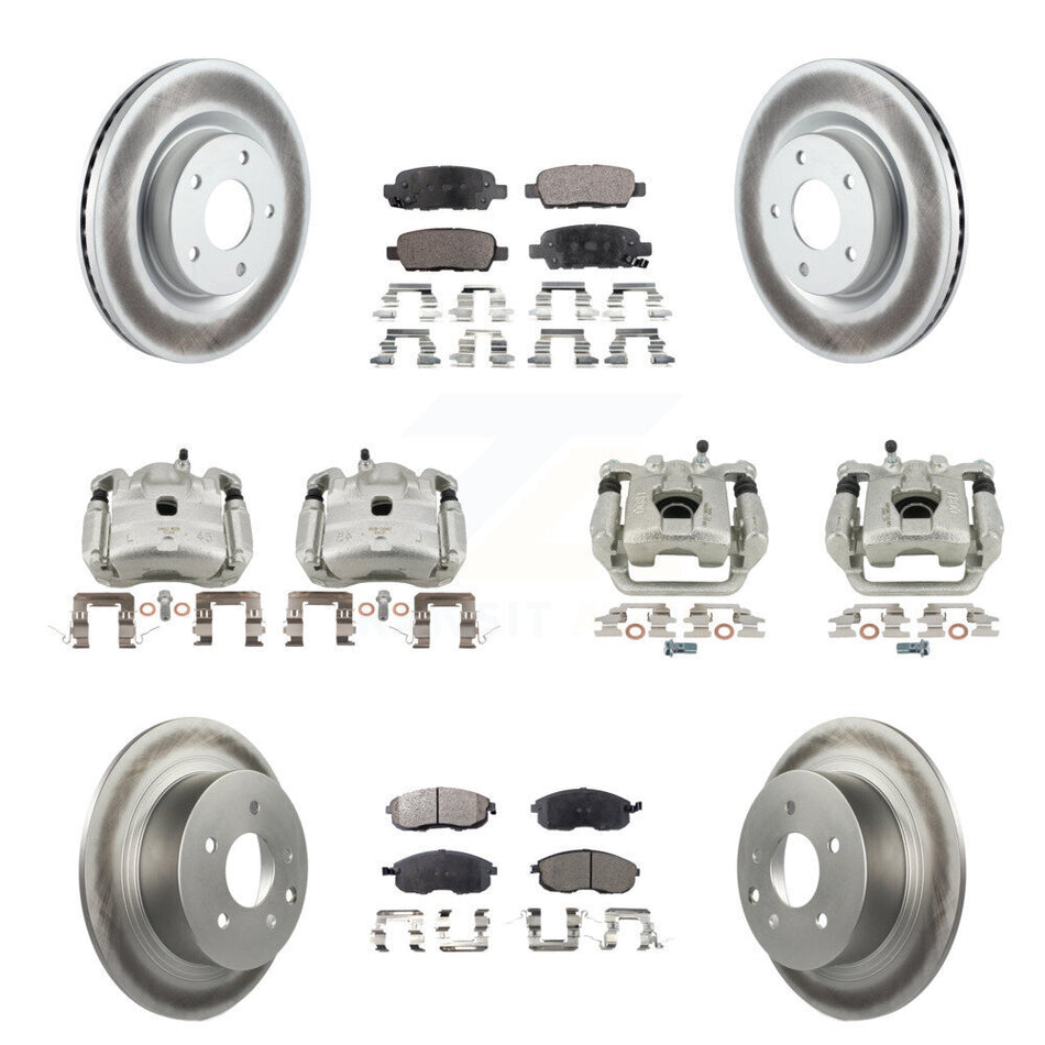Front Rear Disc Brake Caliper Coated Rotors And Ceramic Pad Kit (10Pc) For Nissan Altima KCG-101052T