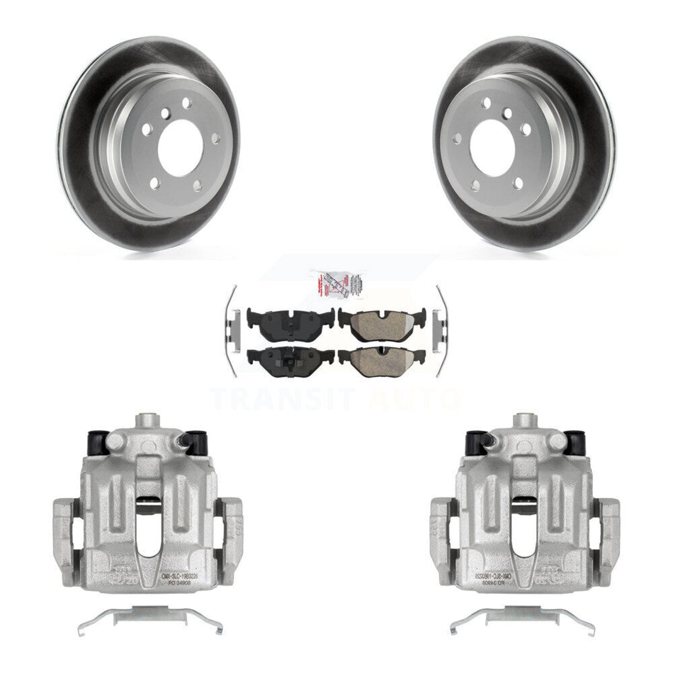 Rear Disc Brake Caliper Coated Rotors And Semi-Metallic Pads Kit For BMW 328i xDrive X1 328xi 325xi KCG-101053N