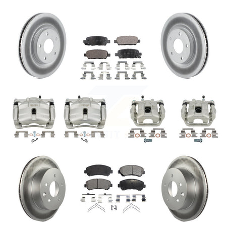 Front Rear Disc Brake Caliper Coat Rotors Ceramic Pad Kit (10Pc) For Nissan Rogue Select KCG-101053T