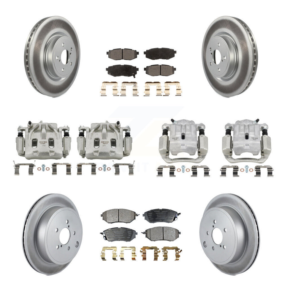 Front Rear Disc Brake Caliper Coat Rotor Semi-Metallic Pad Kit (10Pc) For Subaru Outback KCG-101054P