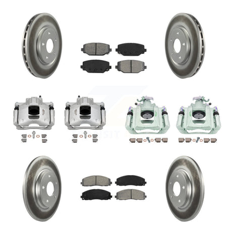 Front Rear Disc Brake Caliper Coated Rotors And Semi-Metallic Pad Kit (10Pc) For Ram C/V KCG-101055S