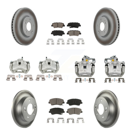 Front Rear Disc Brake Caliper Coat Rotor Ceramic Pad Kit (10Pc) For 2014 Kia Forte Sedan KCG-101056C