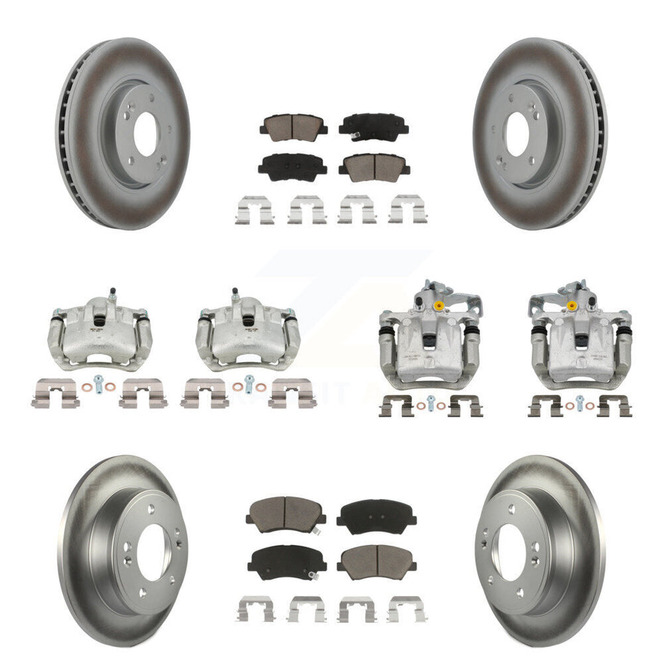 Front Rear Disc Brake Caliper Coat Rotor Ceramic Pad Kit (10Pc) For 2014 Kia Forte Sedan KCG-101056C