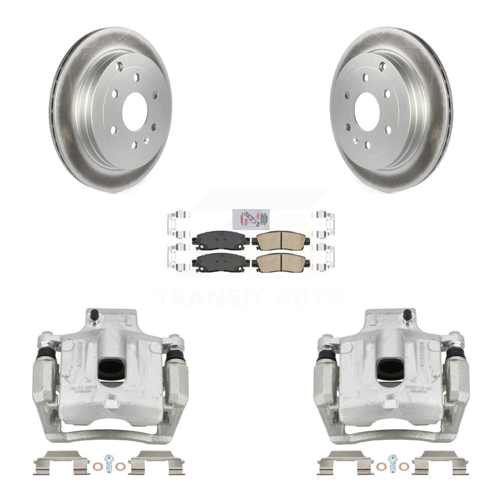 Rear Brake Caliper Coat Rotor And Ceramic Pad Kit For GMC Acadia Buick Enclave Chevrolet KCG-101056N