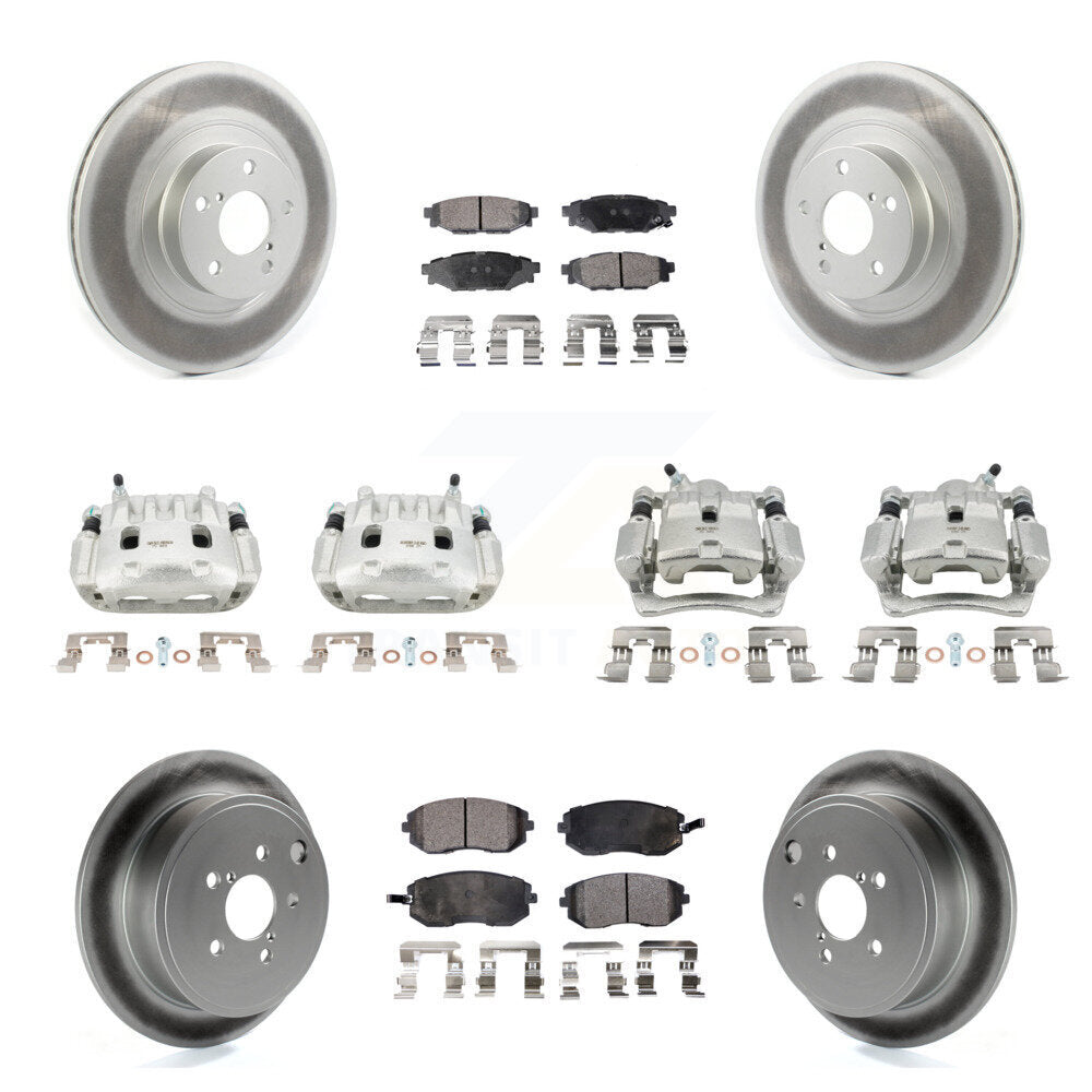 Front Rear Brake Caliper Coat Rotors Semi-Metallic Pad Kit (10Pc) For Subaru Impreza WRX KCG-101056P