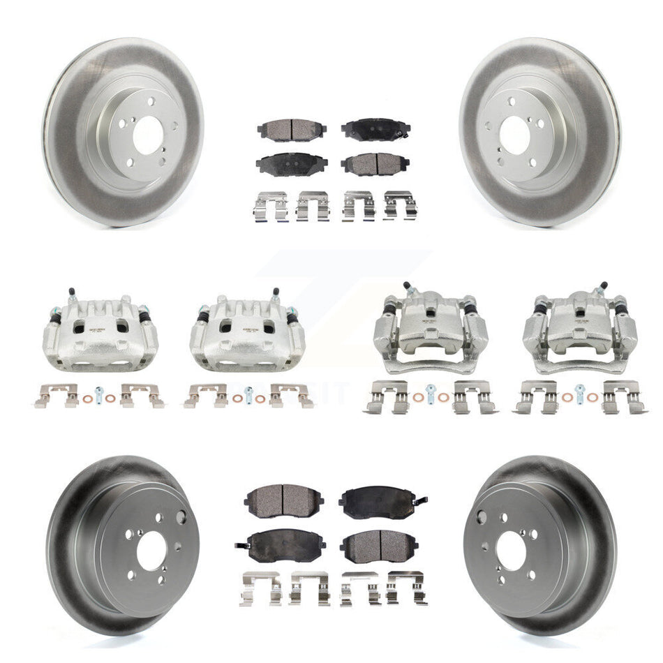 Front Rear Brake Caliper Coat Rotors Semi-Metallic Pad Kit (10Pc) For Subaru Impreza WRX KCG-101056P