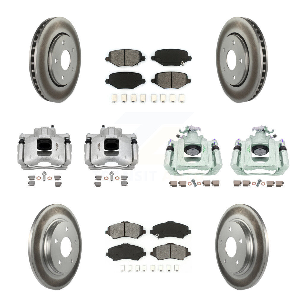 Front Rear Disc Brake Caliper Coated Rotors And Semi-Metallic Pad Kit (10Pc) For Ram C/V KCG-101056S