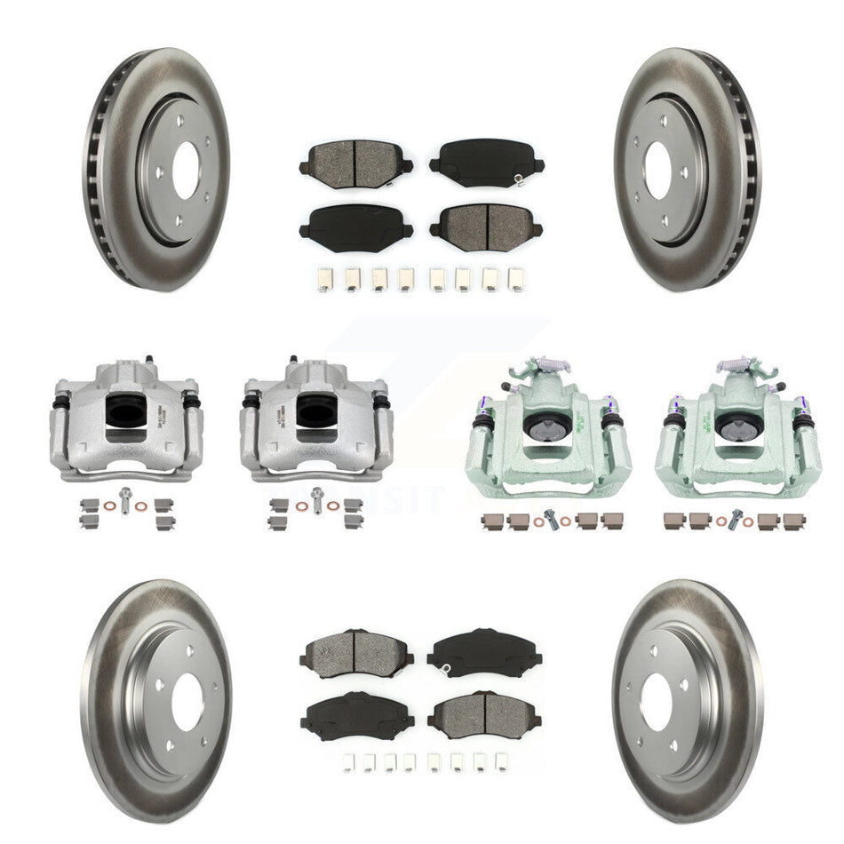 Front Rear Disc Brake Caliper Coated Rotors And Semi-Metallic Pad Kit (10Pc) For Ram C/V KCG-101056S