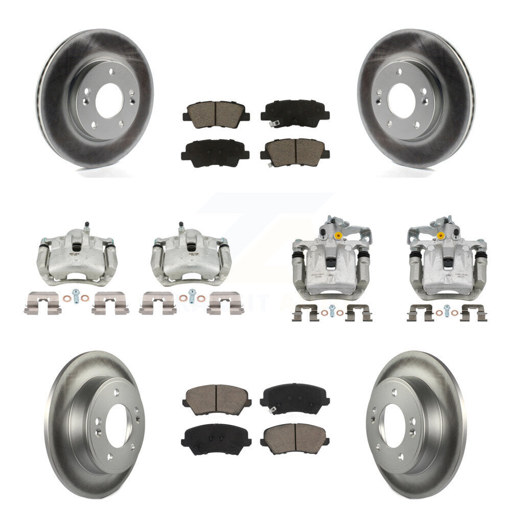 Front Rear Brake Caliper Coat Rotors Ceramic Pad Kit (10Pc) For Kia Forte Hyundai Forte5 KCG-101059C