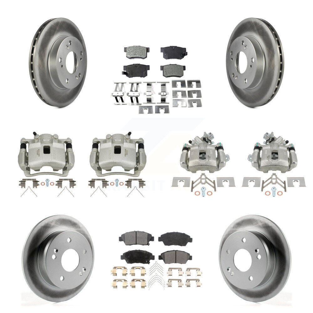 Front Rear Brake Caliper Coat Rotor And Ceramic Pad Kit (10Pc) For Honda Civic Acura RSX KCG-101059T