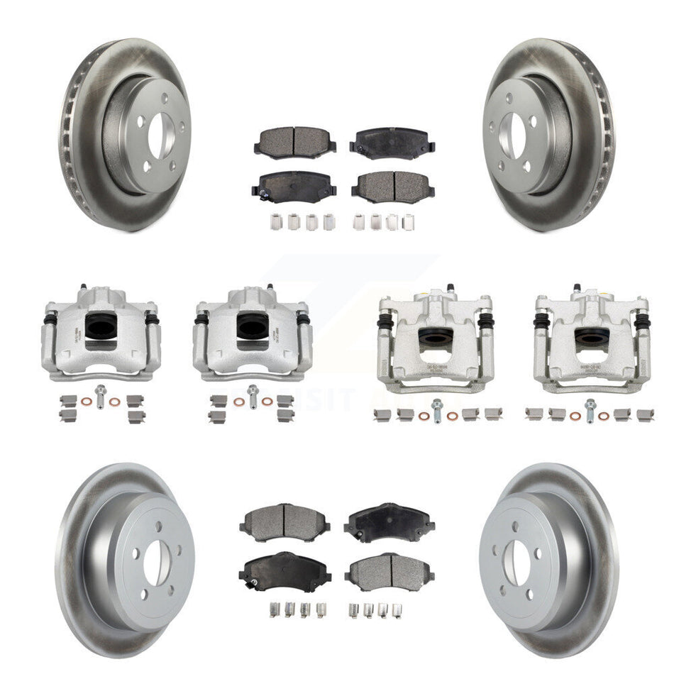 Front Rear Disc Brake Caliper Coated Rotors And Ceramic Pads Kit (10Pc) For Dodge Nitro KCG-101062T
