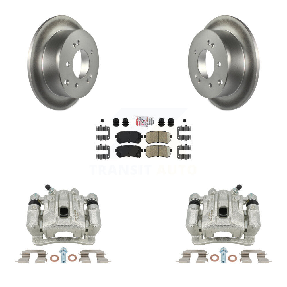 Rear Disc Brake Caliper Coated Rotors And Ceramic Pads Kit For Kia Forte Koup Forte5 KCG-101064N by Transit Auto