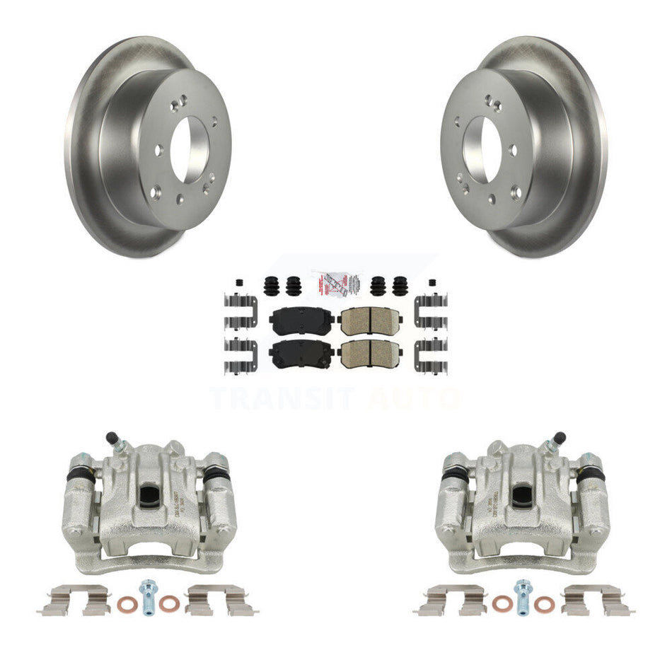 Rear Disc Brake Caliper Coated Rotors And Ceramic Pads Kit For Kia Forte Koup Forte5 KCG-101064N
