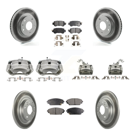 Front Rear Disc Brake Caliper Coat Rotor Semi-Metallic Pad Kit (10Pc) For Mazda CX-3 FWD KCG-101064P