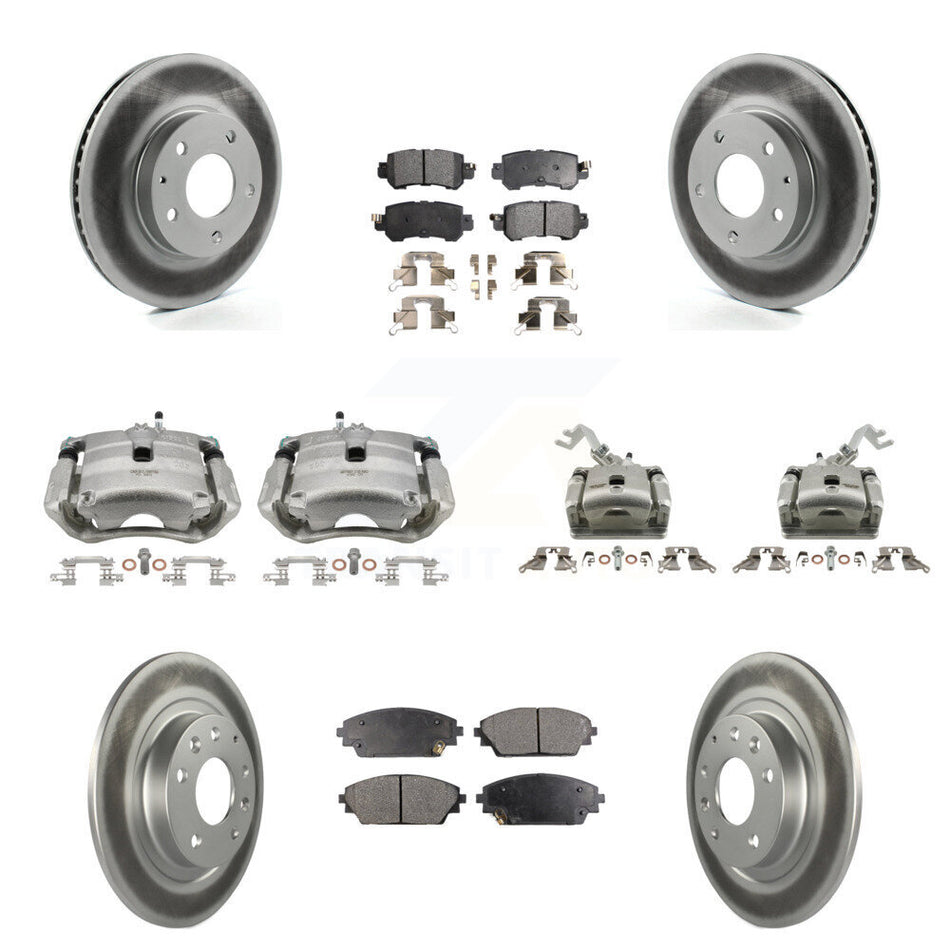 Front Rear Disc Brake Caliper Coat Rotor Semi-Metallic Pad Kit (10Pc) For Mazda CX-3 FWD KCG-101064P
