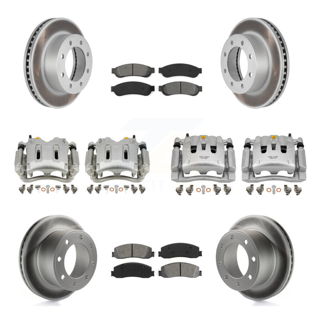 Front Rear Brake Caliper Coat Rotors & Semi-Metallic Pad Kit (10Pc) For Ford F-350 Super KCG-101064S