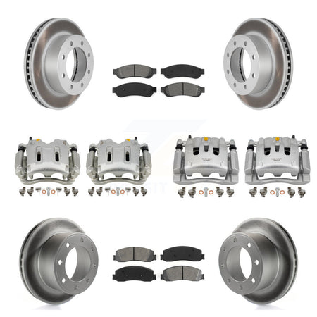 Front Rear Brake Caliper Coat Rotors & Semi-Metallic Pad Kit (10Pc) For Ford F-350 Super KCG-101064S