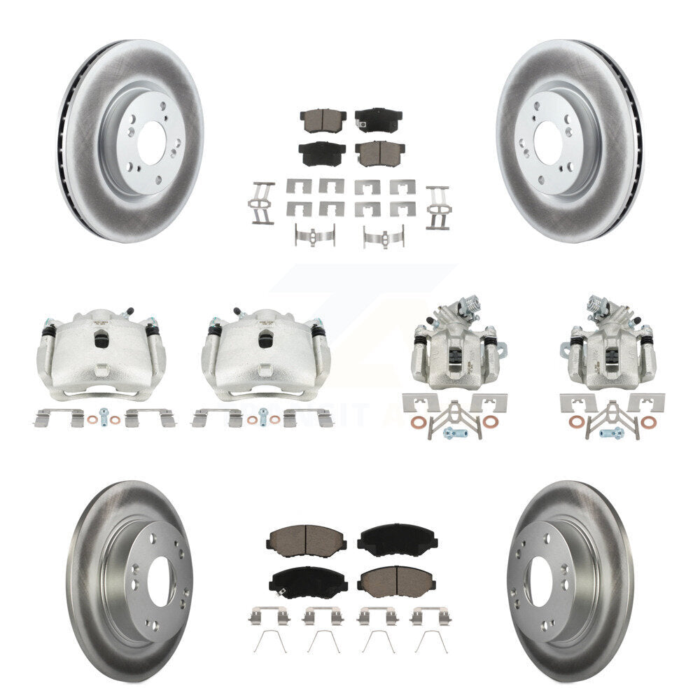 Front Rear Brake Caliper Coat Rotor And Ceramic Pad Kit (10Pc) For Honda Civic Acura ILX KCG-101065C