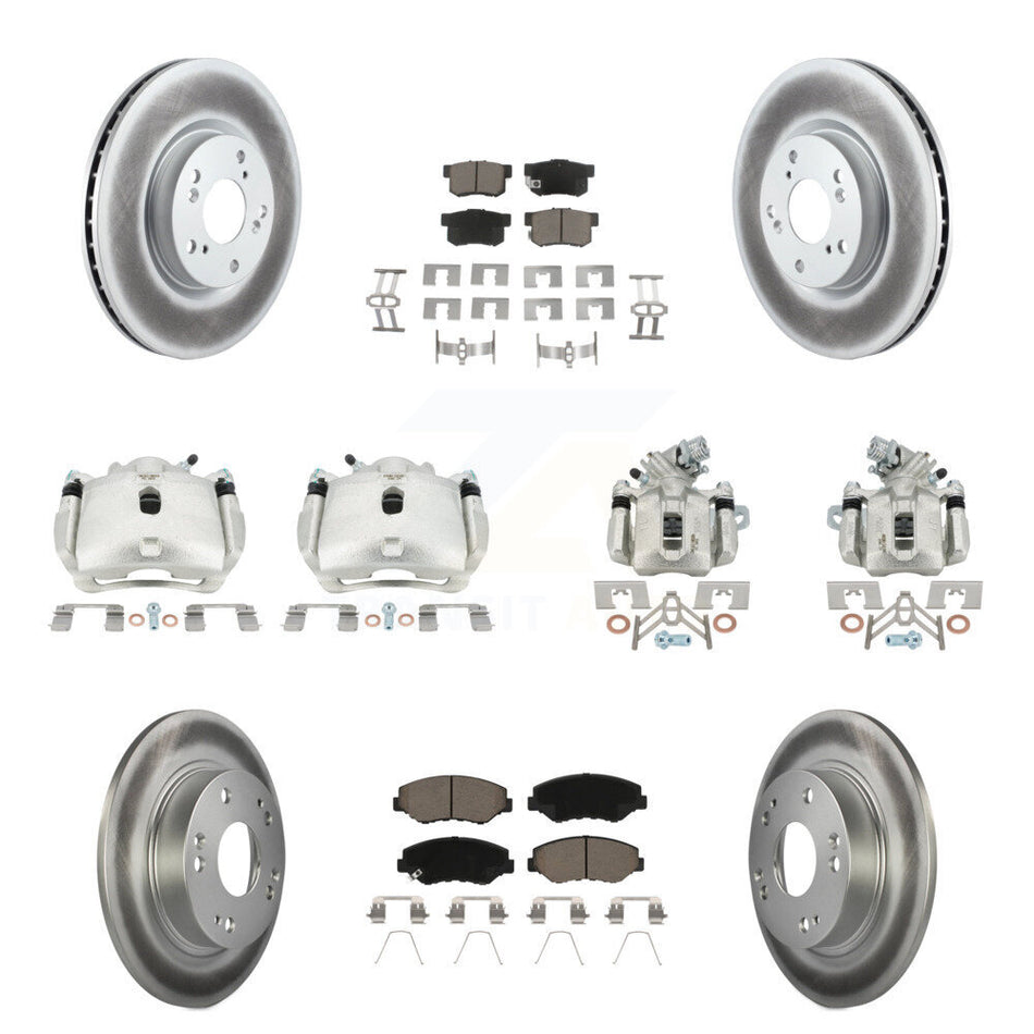 Front Rear Brake Caliper Coat Rotor And Ceramic Pad Kit (10Pc) For Honda Civic Acura ILX KCG-101065C