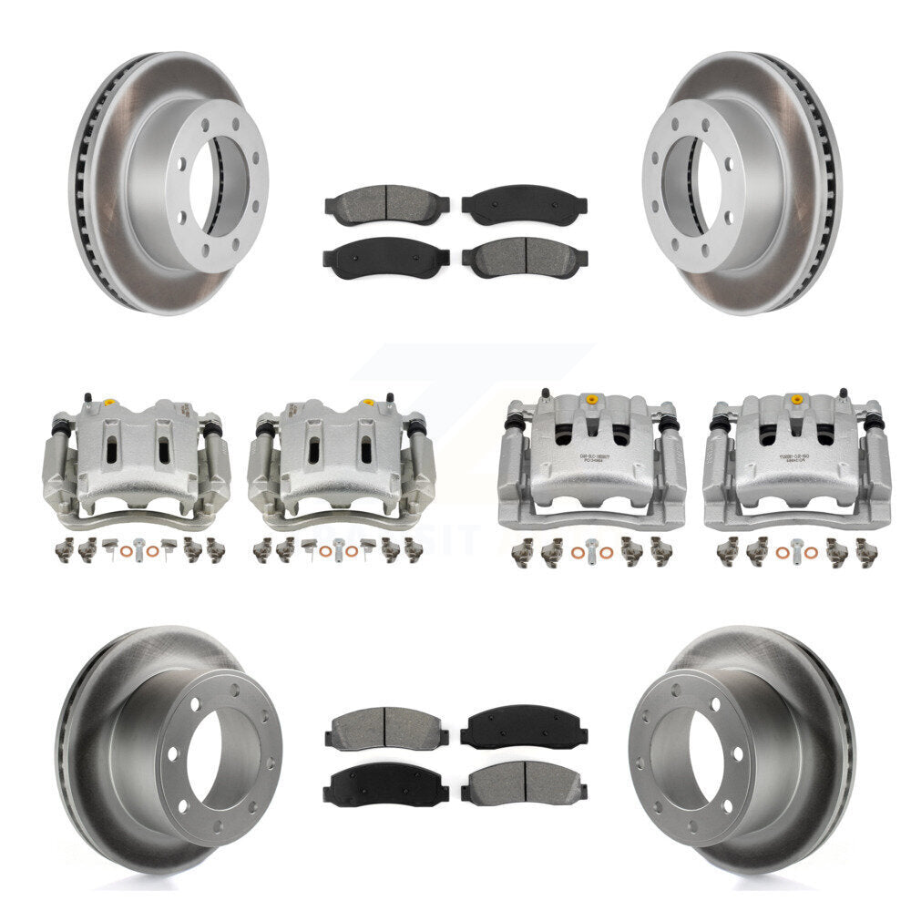 Front Rear Disc Brake Caliper Coated Rotors And Semi-Metallic Pads Kit (10Pc) For KCG-101065S