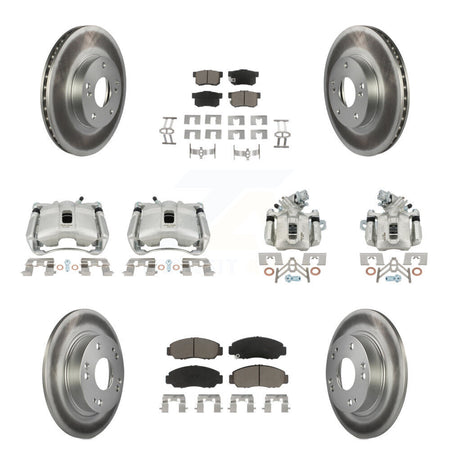 Front Rear Disc Brake Caliper Coated Rotors And Ceramic Pads Kit (10Pc) For Acura CSX KCG-101066C